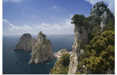 High angle view of rock formations in the sea, Capri, Bay of Naples, Campania, Italy