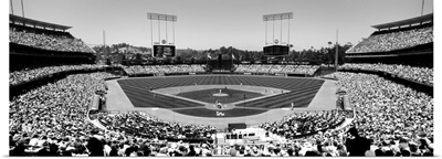 High angle view of spectators watching baseball Dodgers vs. Angels, CA