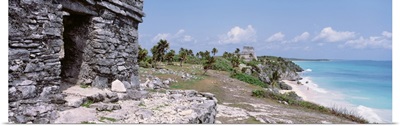 High angle view of the beach, Tulum, Yucatan Peninsula, Mexico