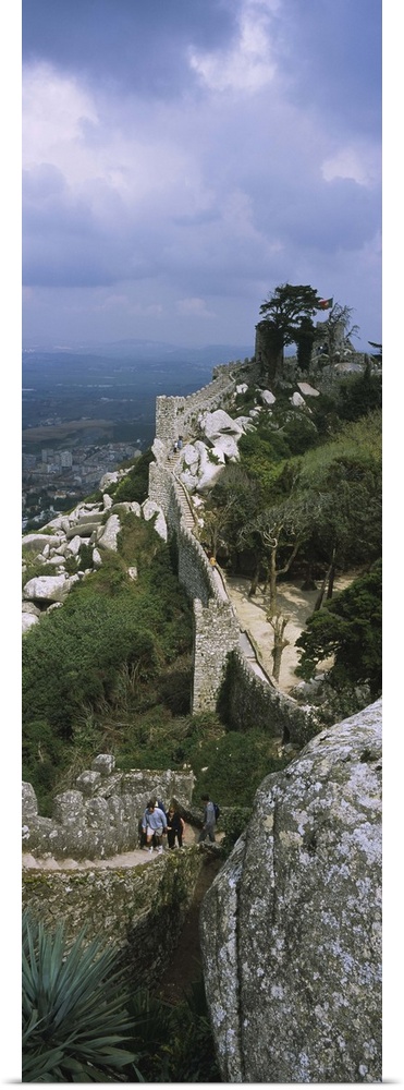 High angle view of the old ruins of a castle, Castelo Dos Mouros, Sintra, Estremadura, Portugal