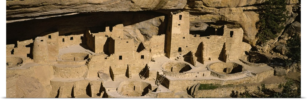 High angle view of the ruins of a building, Spruce Tree House, Mesa Verde National Park, Colorado