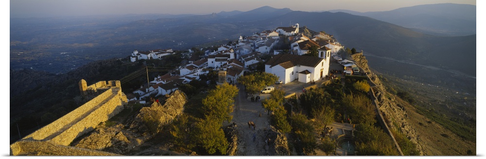 High angle view of village on top of a hill, Marvao, Portalegre, Portugal