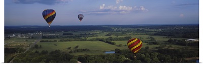 Hot air balloons floating in the sky Illinois River Tahlequah Oklahoma