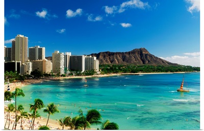 Hotels on the beach, Waikiki Beach, Oahu, Honolulu, Hawaii