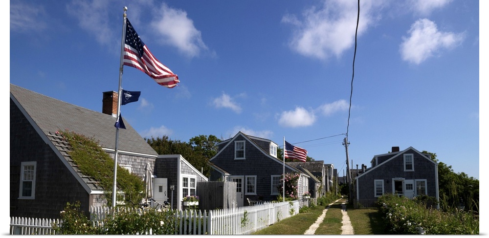 Houses along a walkway, Siasconset, Nantucket, Massachusetts