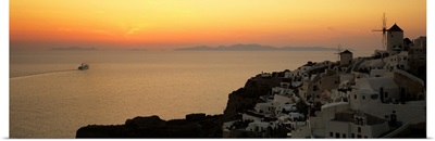 Houses on a hill at dusk, Oia, Santorini, Cyclades Islands, Greece II
