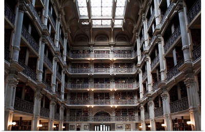 Interiors of a library, Peabody Institute, Johns Hopkins University, Baltimore, Maryland