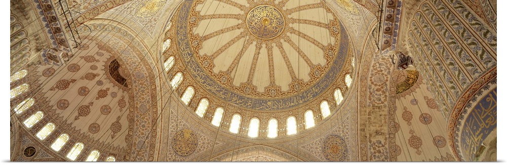 Interiors of a mosque, Blue Mosque, Istanbul, Turkey