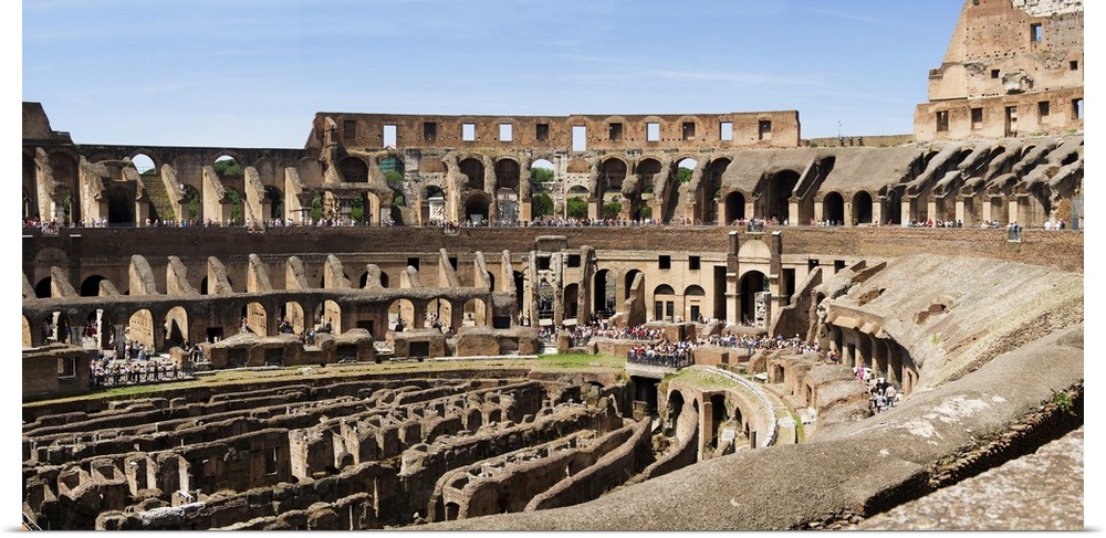 Interiors of an amphitheater, Coliseum, Rome, Lazio, Italy