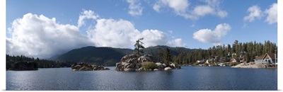 Island in a lake, Big Bear Lake, San Bernardino County, California