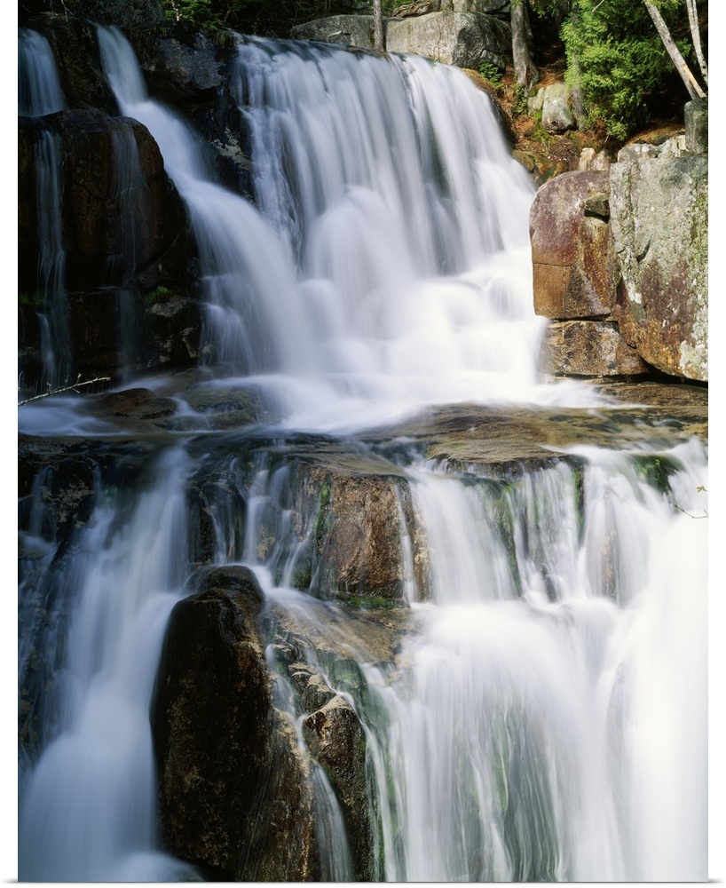 Photograph of a multi-leveled waterfall in Baxter State Park, Maine (ME).