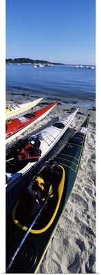 Kayaks on the beach, Third Beach, Sakonnet River