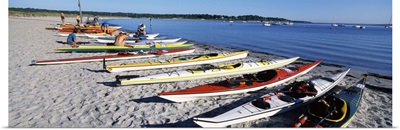 Kayaks on the beach Third Beach Sakonnet River Middletown Newport County Rhode Island