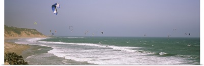 Kite surfers over the sea, Waddell Beach, Waddell Creek, Santa Cruz County, California
