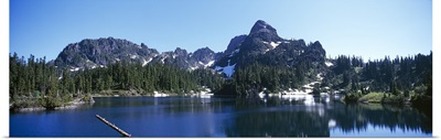 Lake with mountain range in the background, Lena Lake, Olympic Mountains, Washington State