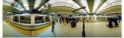 Large group of people at a subway station, Bart Station, San Francisco, California