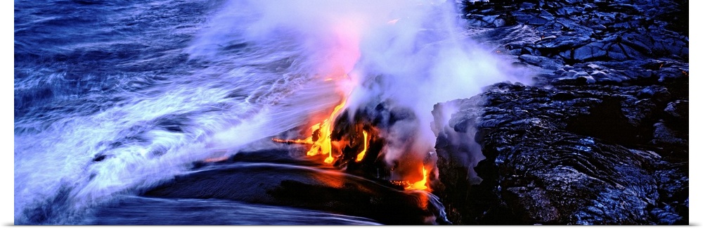 Lava flowing from a volcano, Kilauea, Hawaii Volcanoes National Park, Hawaii