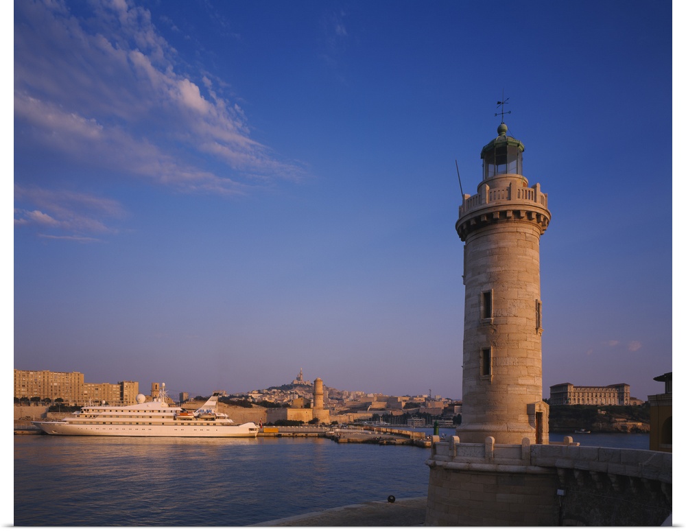 Lighthouse near a port, Palais Du Pharo, Marseille, France