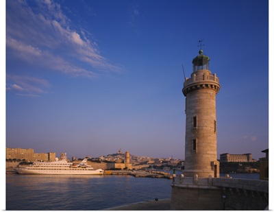 Lighthouse near a port, Palais Du Pharo, Marseille, France