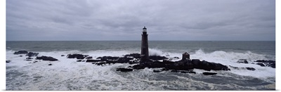 Lighthouse on the coast, Graves Light, Boston Harbor, Massachusetts