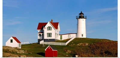 Lighthouse on the hill, Cape Neddick Lighthouse, Cape Neddick, York, Maine