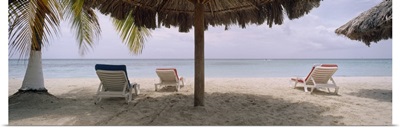 Lounge chairs on 7-Mile Beach, Negril, Jamaica