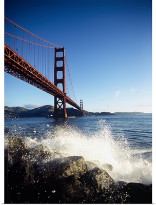 Low angle view of a bridge across the sea, Golden Gate Bridge, San Francisco, California