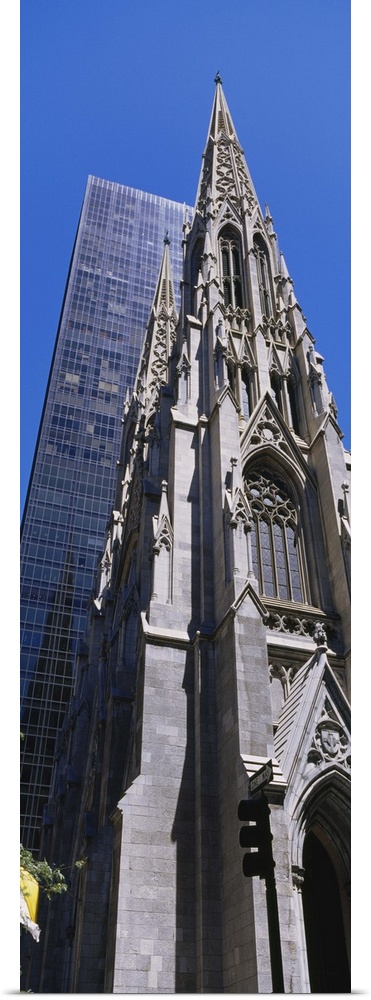 Low angle view of a cathedral, St. Patrick's Cathedral, Manhattan, New York City, New York State