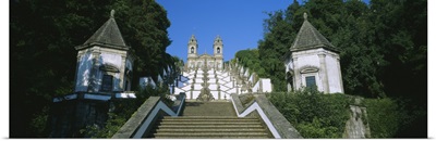 Low angle view of a cathedral, Steps of the Five Senses, Bom Jesus Do Monte, Braga, Portugal