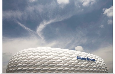 Low angle view of a football stadium, Allianz Arena, Munich, Bavaria, Germany