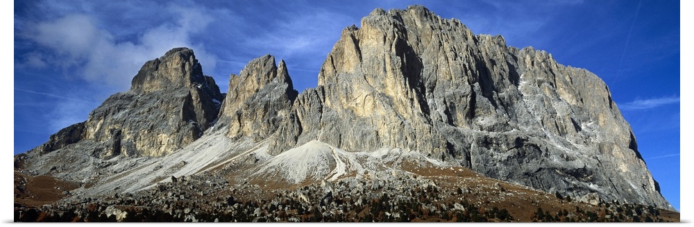 Low angle view of a mountain, Passo Sella, Dolomites, Trento, Italy