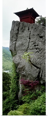 Low angle view of a rock, Yamadera, Yamagata Prefecture, Honshu, Japan