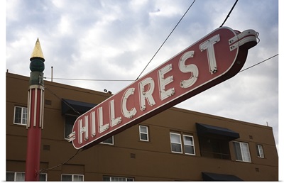Low angle view of a signboard, Hillcrest, San Diego, California