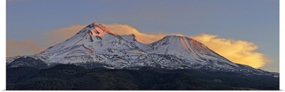 Low angle view of a snow covered mountain, Mt Shasta, Siskiyou County, California