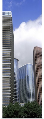 Low angle view of buildings in a city, Wedge Tower, Chevron Building, Houston, Texas