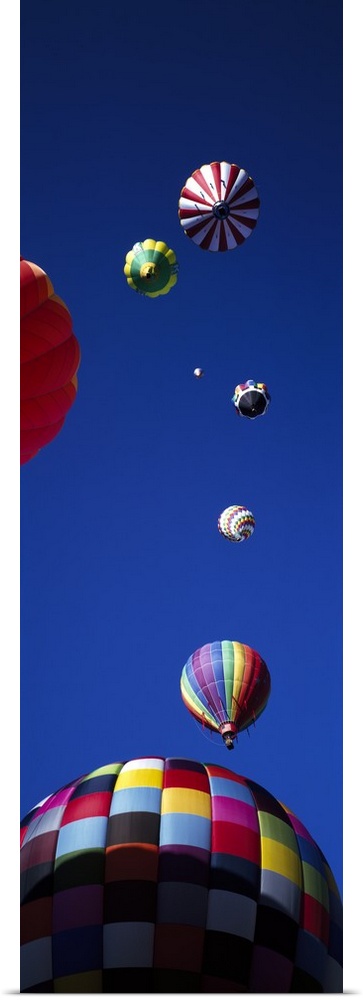 Low angle view of hot air balloons in the sky, Colorado
