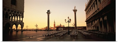 Low angle view of sculptures in front of a building, St. Mark's Square, Venice, Italy