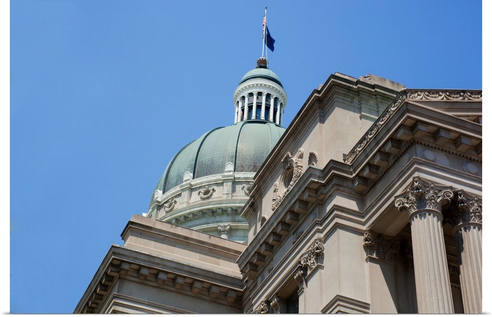 Low angle view of the Indiana State Capitol Building, Indianapolis, Indiana