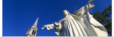Low angle view of the statue of Jesus Christ, Grandes-Bergeronnes, Quebec, Canada