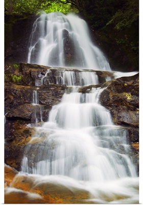 Low angle view of water cascading over rocky cliffs, Laurel Creek Falls, Great Smoky Mountains National Park, Tennessee
