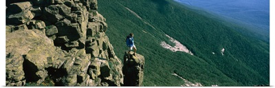 Man standing on a rock, Mt Liberty, White Mountain National Forest, Franconia, New Hampshire