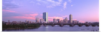 Massachusetts, Boston, Charles River, Longfellow Bridge, skyline after 111 Huntington Ave opened in 2001
