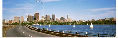 Massachusetts, Boston, Sailboats in Charles River