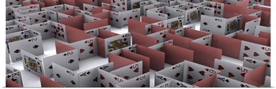 Maze made up from playing cards