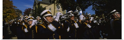Men playing trumpet in the parade, University Of Notre Dame, South Bend, Indiana
