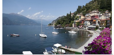 Mid-afternoon view of waterfront at Varenna, Lake Como, Lombardy, Italy