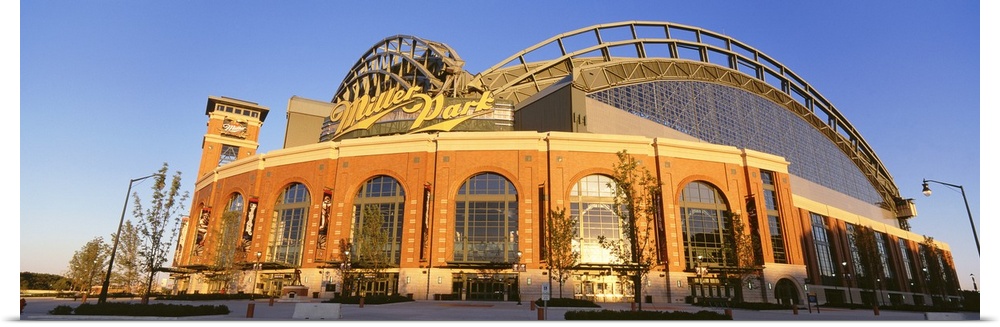 Giant, wide angle photograph of Miller Park in Milwaukee, Wisconsin.