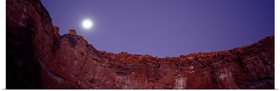 Moon and stars over a canyon, Grand Canyon, Indian Garden Campground, Grand Canyon National Park, Arizona,