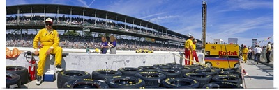 Motor car racers preparing for a race, Brickyard 400, Indianapolis Motor Speedway, Indianapolis, Indiana