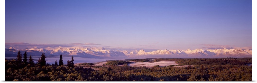 Mountain range covered with snow, Rocky Mountains, Kananaskis Country, Calgary, Alberta, Canada